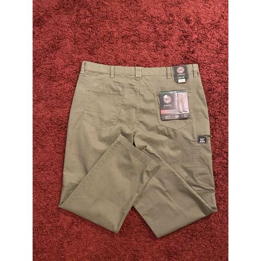 Weather Proof Dakota Utility Pants Men’s 40X30 Green Work Casual Stretch Trouser